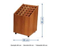 Tekerlekli Harita Dolabı ölçüleri: genişlik 80 cm, derinlik 60 cm, yükseklik 80 cm
