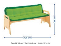 Minderli Sırtlıklı Kontra Kanepe 100x40x44 cm ölçüleri: genişlik 100 cm, derinlik 40 cm, yükseklik 44 cm