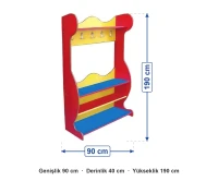Dalga Kenarlı Raflı Portmanto 90x40x190 cm ölçüleri: genişlik 90 cm, derinlik 40 cm, yükseklik 190 cm