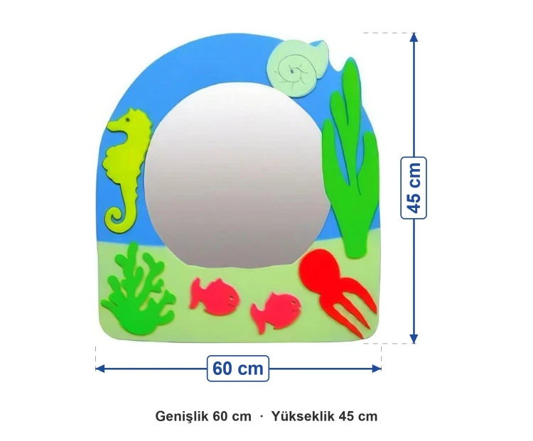 Denizatı Figürlü Lavabo Aynası 60x45 cm ölçüleri: genişlik 60 cm, yükseklik 45 cm