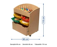 Tekerlekli Müzik Dolabı 60x40x115 cm ölçüleri: genişlik 60 cm, derinlik 40 cm, yükseklik 115 cm