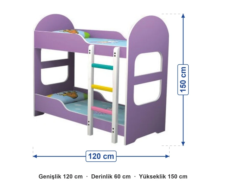 Mor Panelli Merdivenli Ranza 120x60x150 cm ölçüleri: genişlik 120 cm, derinlik 60 cm, yükseklik 150 cm