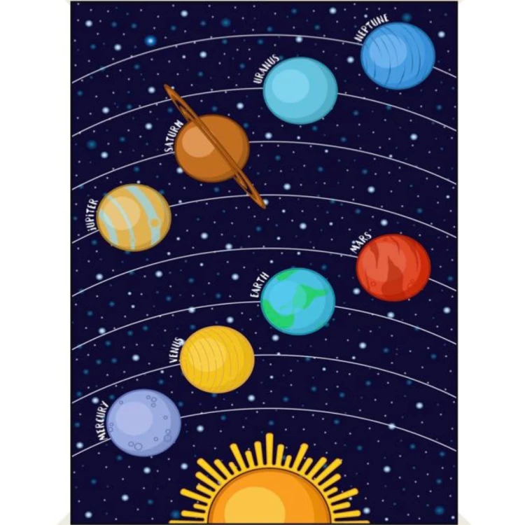 Galaksi Desenli Anaokulu Sınıf  Halısı 200_290 cm