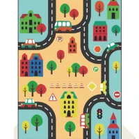 Renkli Yollar Desenli Anaokulu Sınıf  Halısı 200_290 cm