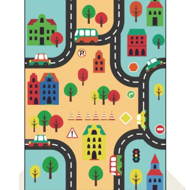 Renkli Yollar Desenli Anaokulu Sınıf  Halısı 200_290 cm