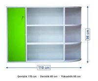 Çift Yönlü Fonksiyonel Dolap 110x60x95 cm ölçüleri: genişlik 110 cm, derinlik 60 cm, yükseklik 95 cm