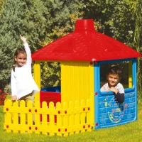 Çitli Plastik Oyun Evi Kırmızı Çatılı 132x104x104 cm - görsel 2