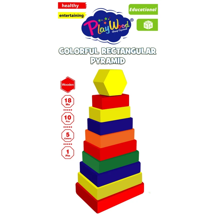 Ahşap Dikdörtgen Renkli Kule - görsel 2