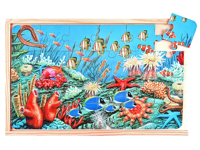 Okyanus Temalı Puzzle Seti 4x24 Parça Ahşap Kutulu - görsel 2