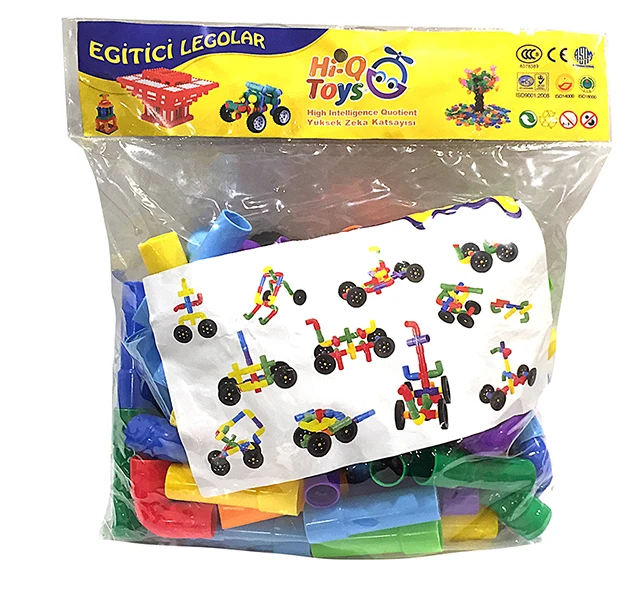 Tekerlekli boru lego poşetli ambalaj görünümü