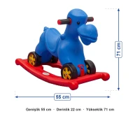 Anaokulu Sallanan Afacan Köpek Mavi ölçüleri: genişlik 55 cm, derinlik 22 cm, yükseklik 71 cm