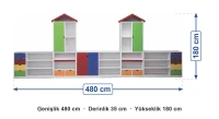 Kuleli Dolap Seti 480x35x180 cm ölçüleri: genişlik 480 cm, derinlik 35 cm, yükseklik 180 cm