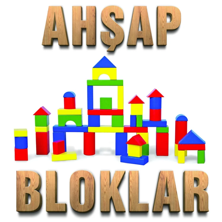 Ahşap Renkli Bloklar 50 Parça - görsel 2