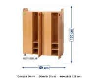 Mini Vestiyer Dolabı 50x35x120 cm ölçüleri: genişlik 50 cm, derinlik 35 cm, yükseklik 120 cm