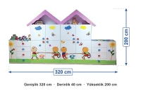 İp Çeken Çocuklar Figürlü Dolap Seti 320x40x200 cm ölçüleri: genişlik 320 cm, derinlik 40 cm, yükseklik 200 cm