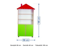 Çatılı Kapaklı Kitaplık 90x40x180 cm ölçüleri: genişlik 90 cm, derinlik 40 cm, yükseklik 180 cm