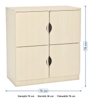 4 Kapaklı Aytaşı Öğrenci Dolabı ölçüleri: genişlik 70 cm, derinlik 36 cm, yükseklik 76 cm