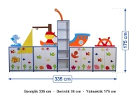 Okyanus Figürlü Dolap Seti 335x36x175 cm ölçüleri: genişlik 335 cm, derinlik 36 cm, yükseklik 175 cm