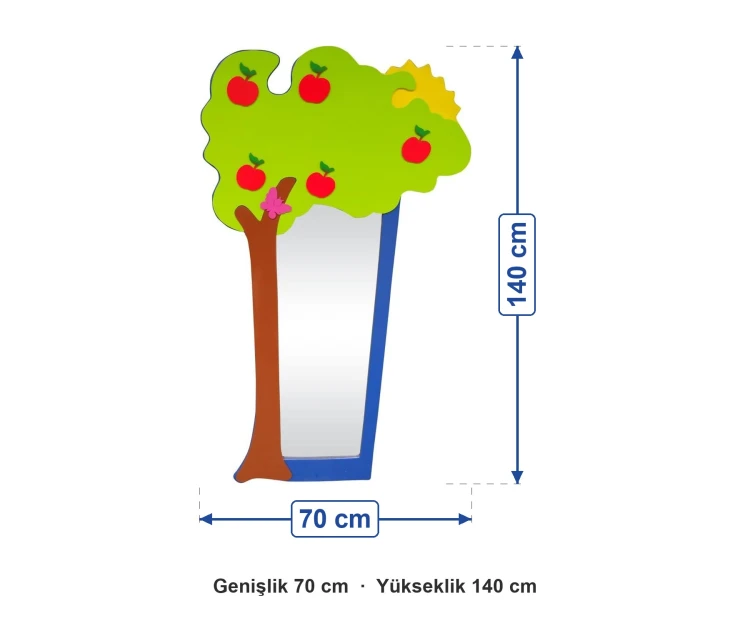 Elma Ağacı Figürlü Boy Aynası 70x140 cm ölçüleri: genişlik 70 cm, yükseklik 140 cm
