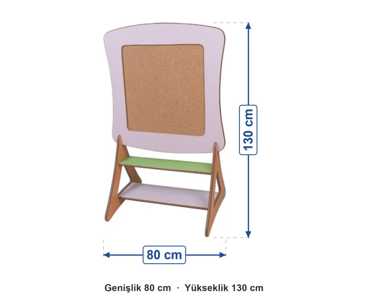 Ayaklı Mantar Pano 80x130 cm ölçüleri: genişlik 80 cm, yükseklik 130 cm