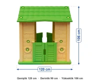 Plastik İki Kapılı Ev Krem ölçüleri: genişlik 120 cm, derinlik 90 cm, yükseklik 106 cm