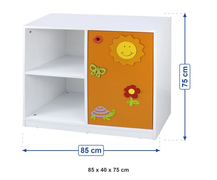 Figürlü Dolap 2 Bölmeli 1 Kapaklı 85x40x75 cm ölçüleri: genişlik 85 cm, derinlik 40 cm, yükseklik 75 cm