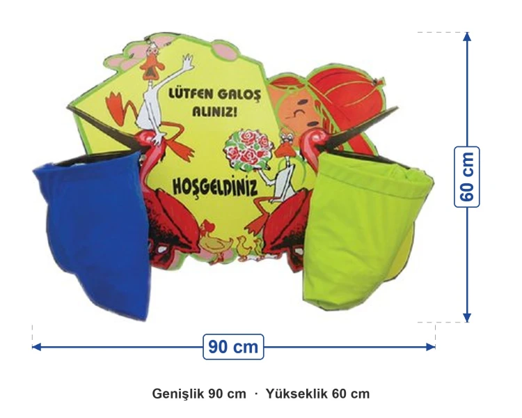Ördek Figürlü Duvar Galoşluğu 90x60 cm ölçüleri: genişlik 90 cm, yükseklik 60 cm