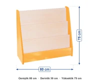 Tek Taraflı Eğimli Kitaplık 80x30x75 cm ölçüleri: genişlik 80 cm, derinlik 30 cm, yükseklik 75 cm