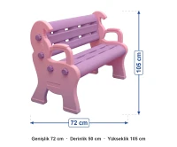 Küçük Bank Pembe-Lila ölçüleri: genişlik 72 cm, derinlik 50 cm, yükseklik 105 cm
