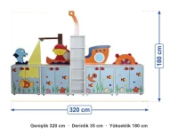 Gemi Figürlü Dolap Seti 320x35x180 cm ölçüleri: genişlik 320 cm, derinlik 35 cm, yükseklik 180 cm