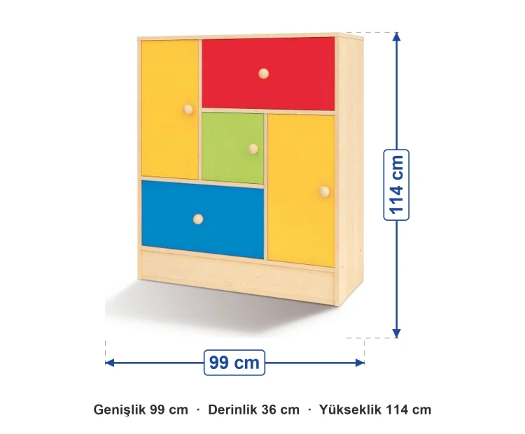 Karma Kapaklı Dolap 99x36x114 cm ölçüleri: genişlik 99 cm, derinlik 36 cm, yükseklik 114 cm