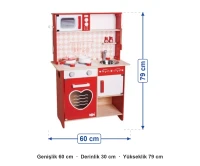Kalpli Kırmızı Ahşap Mutfak 60x30x79 cm ölçüleri: genişlik 60 cm, derinlik 30 cm, yükseklik 79 cm
