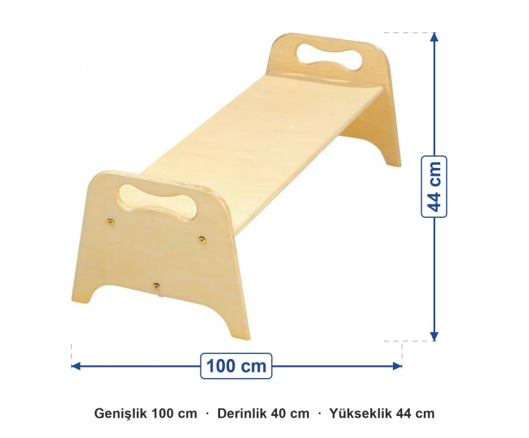 Kontra Bank 100x40x44 cm ölçüleri: genişlik 100 cm, derinlik 40 cm, yükseklik 44 cm