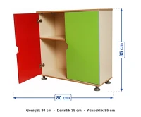 İki Renkli Kapaklı Dolap 80x35x85 cm ölçüleri: genişlik 80 cm, derinlik 35 cm, yükseklik 85 cm