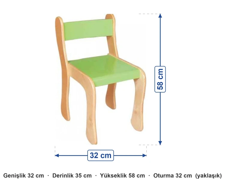 Prestij Kontra Sandalye Huş Ayaklı ölçüleri: genişlik 32 cm, derinlik 35 cm, yükseklik 58 cm, oturma 32 cm (yaklaşık)
