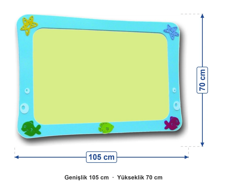 Balık ve Denizyıldızı Figürlü Yazı Tahtası 105x70 cm ölçüleri: genişlik 105 cm, yükseklik 70 cm