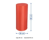 Kırmızı Silindir Blok 20x60 cm ölçüleri: çap 20 cm, yükseklik 60 cm