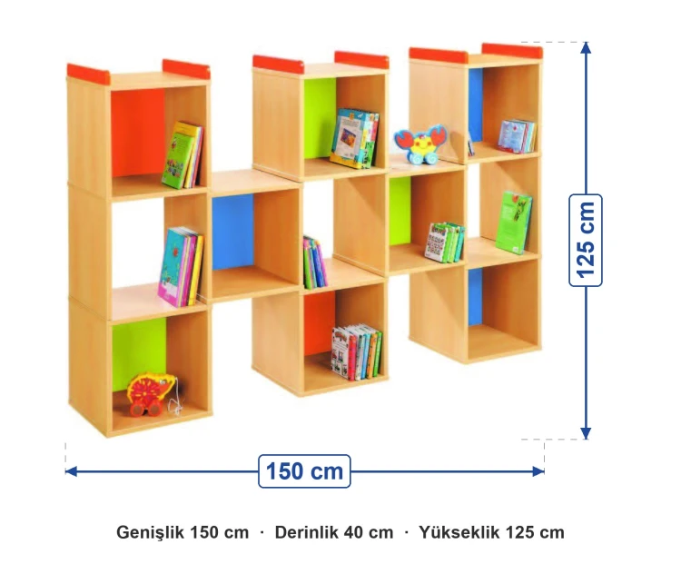 Tetris Dolap Grubu 3 150x40x125 cm ölçüleri: genişlik 150 cm, derinlik 40 cm, yükseklik 125 cm