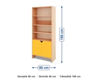 Kapaklı Açık Raflı Uzun Dolap 80x40x180 cm ölçüleri: genişlik 80 cm, derinlik 40 cm, yükseklik 180 cm