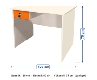 Öğretmen Masası ölçüleri: genişlik 120 cm, derinlik 60 cm, yükseklik 75 cm (yaklaşık)
