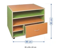 Çekmeceli Kağıt Dolabı 85x60x63 cm ölçüleri: genişlik 85 cm, derinlik 60 cm, yükseklik 63 cm
