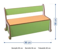Sandıklı Oturak 90x50x60 cm ölçüleri: genişlik 90 cm, derinlik 50 cm, yükseklik 60 cm