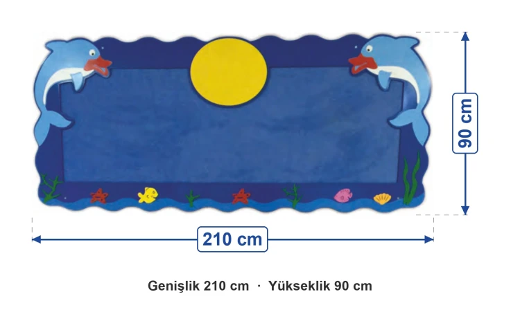 Yunus Figürlü Pano 90x210 cm ölçüleri: genişlik 210 cm, yükseklik 90 cm