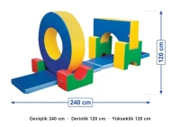 8 Parça Sünger Oyun Grubu 120x240x120 ölçüleri: genişlik 240 cm, derinlik 120 cm, yükseklik 120 cm