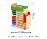 Çok Bölümlü Fon Kartonu Dolabı 110x54x120 cm ölçüleri: genişlik 110 cm, derinlik 54 cm, yükseklik 120 cm