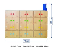 8 Kapaklı Ahşap Dolap Modülü 70x35x120 cm ölçüleri: genişlik 70 cm, derinlik 35 cm, yükseklik 120 cm
