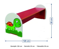 Kaplumbağa Figürlü Bank 120x35x30 cm ölçüleri: genişlik 120 cm, derinlik 35 cm, yükseklik 30 cm