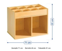 Rafsız Fon Kartonu Dolabı 71x45x51 cm ölçüleri: genişlik 71 cm, derinlik 45 cm, yükseklik 51 cm