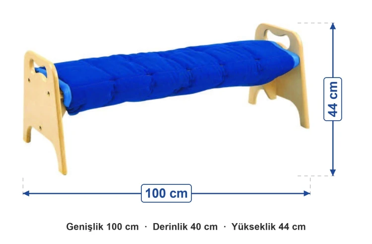 Minderli Kontra Bank 100x40x44 cm ölçüleri: genişlik 100 cm, derinlik 40 cm, yükseklik 44 cm