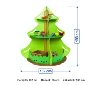 Ağaç Biçimli Kitaplık 132x65x133 cm ölçüleri: genişlik 132 cm, derinlik 65 cm, yükseklik 133 cm